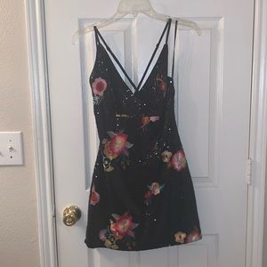 Mini Sequins Floral Dress
